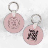 Eenvoudige Logo QR Code Zakelijk Branding Roze Sleutelhanger