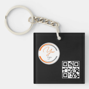 Eenvoudige Logo QR Code Zakelijk Lichtgeel Sleutelhanger