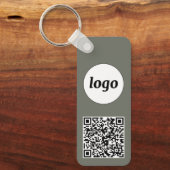 Eenvoudige Logo QR-code Zakelijk Sage Groen Sleutelhanger (Voorkant)