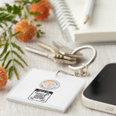 Eenvoudige Logo QR Code Zakelijk Wit Sleutelhanger (Voorkant Rechts)