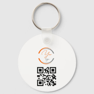 Eenvoudige Logo QR Code Zakelijk Wit Sleutelhanger