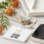 Eenvoudige Logo QR Code Zakelijk Wit Sleutelhanger (Voorkant Rechts)