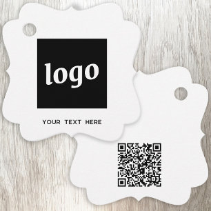 Eenvoudige Logo Tekst en QR Code Zakelijke Prijs L Bedankjes Labels