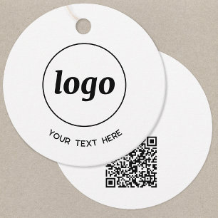 Eenvoudige Logo Tekst en QR Code Zakelijke Prijs L Bedankjes Labels