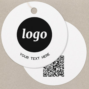 Eenvoudige Logo Tekst en QR Code Zakelijke Prijska Bedankjes Labels