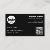 Eenvoudige Logo Tekst en QR code Zwart Visitekaartje (Achterkant)
