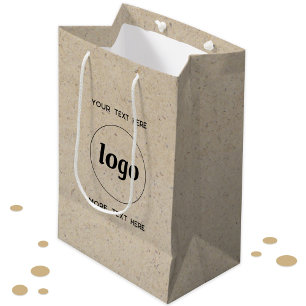 Eenvoudige Logo Tekst Zakelijk Merk Brown Papier Medium Cadeauzakje