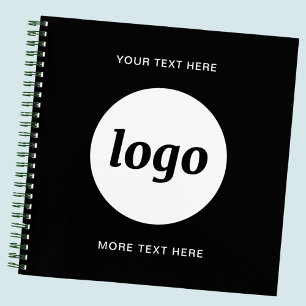 Eenvoudige Logo Tekst Zakelijke Promotie Zwart Notitieboek