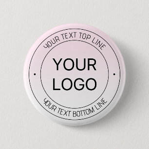 Eenvoudige Logo vervanging & bewerkbare tekst roze Ronde Button 5,7 Cm