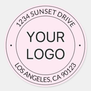 Eenvoudige Logo vervanging & bewerkbare tekst roze Ronde Sticker