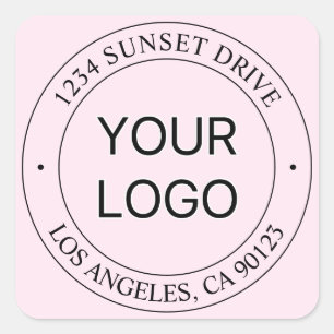 Eenvoudige Logo vervanging & bewerkbare tekst roze Vierkante Sticker