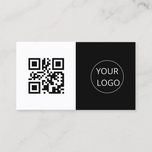 Eenvoudige Logo Zwart-wit QR-code Corporate Visitekaartje (Voorkant)