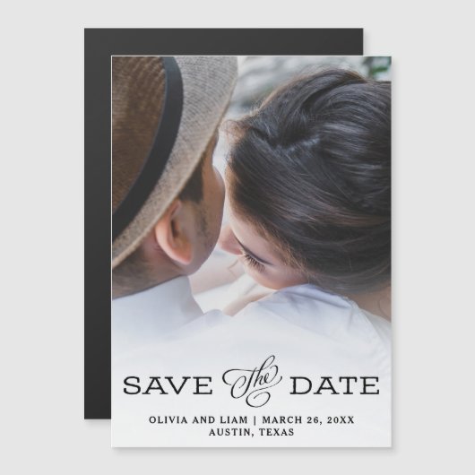 Eenvoudige look | Foto's opslaan datum Magnetische Uitnodiging (Voorkant / Achterkant)