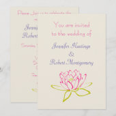 Eenvoudige Lotus Flower/Water Lily Wedding Kaart (Voorkant / Achterkant)