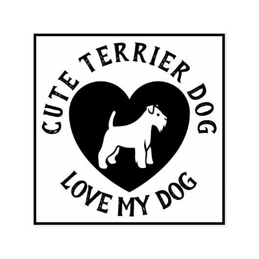 Eenvoudige Love Terrier Hond Zelfinktende Stempel (Design)
