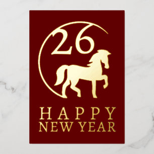 Eenvoudige Lunar Nieuwjaar Gold Horse Folie Vakant Feestdagenkaart