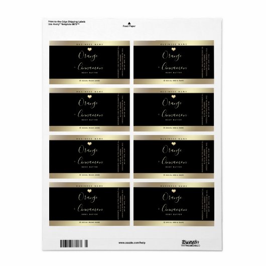 Eenvoudige lux typografie zwart goud vierkant etiket (Full Sheet)