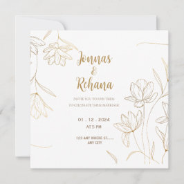 Eenvoudige luxe bruiloft kaart uitnodiging, gouden