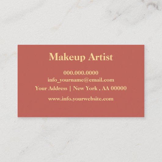 Eenvoudige luxe magenta perzik make-up artiesten visitekaartje (Achterkant)