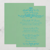 Eenvoudige Luxury Blue en Green Wedding Invitation Kaart (Voorkant / Achterkant)