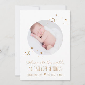 Eenvoudige maan en sterren Baby Geboorte Foto