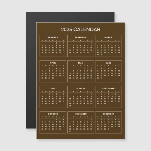 Eenvoudige maar elegante 2025 kalender | Magnetisc (Voorkant / Achterkant)