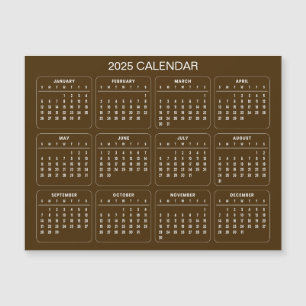 Eenvoudige maar elegante 2025 kalender Magnetisc