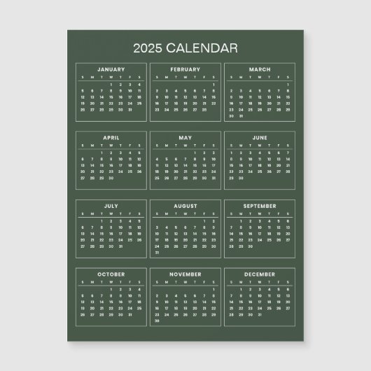 Eenvoudige maar elegante 2025 kalender | Magnetisc (Voorkant)