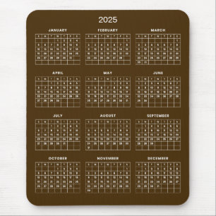 Eenvoudige maar elegante 2025 kalender   Muismat