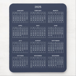 Eenvoudige maar elegante 2025 kalender | Muismat