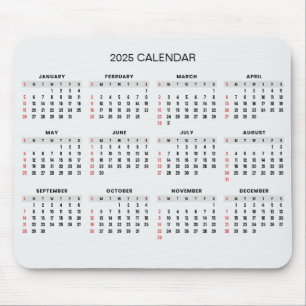 Eenvoudige maar elegante 2025 kalender Muismat