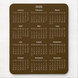 Eenvoudige maar elegante 2025 kalender | Muismat