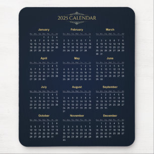 Eenvoudige maar elegante 2025 kalender   Muismat