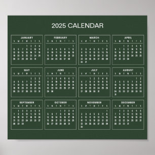 Eenvoudige maar elegante 2025 kalender   Poster