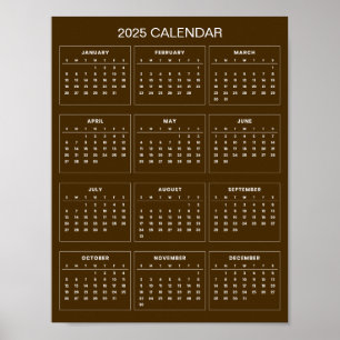 Eenvoudige maar elegante 2025 kalender   poster