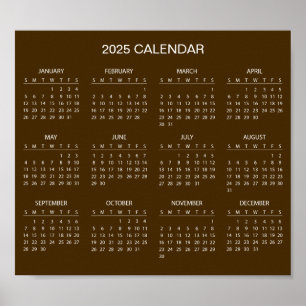 Eenvoudige maar elegante 2025 kalender   Poster