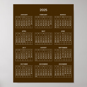 Eenvoudige maar elegante 2025 kalender   poster