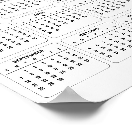 Eenvoudige maar elegante 2025 kalender | Poster (Hoek)