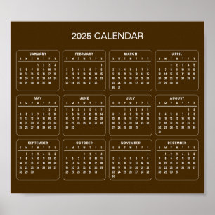Eenvoudige maar elegante 2025 kalender Poster