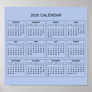 Eenvoudige maar elegante 2025 kalender   Poster