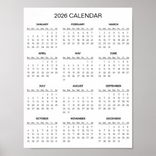 Eenvoudige maar Elegante 2026 Agenda Poster