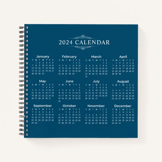 Eenvoudige maar elegante blauwe kalender 2024 | NO Notitieboek (Voorkant)