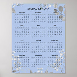 Eenvoudige maar Elegante Bloemencalender 2026 | Poster