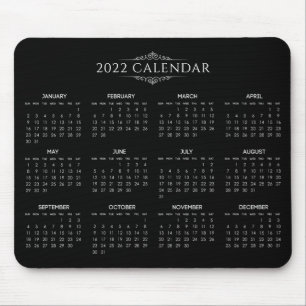 Eenvoudige maar elegante zwarte kalender 2022   Mo Muismat
