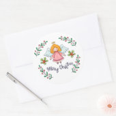 Eenvoudige maar mooie kerst engel Sticker zegel (Envelop)