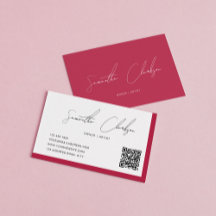 Eenvoudige Magenta Hot Pink Handgeschreven QR-code