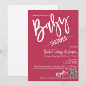 Eenvoudige Magenta Minimale Code van het Baby show Kaart (Voorkant / Achterkant)