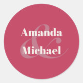 Eenvoudige Magenta Modern Minimalist Bride en Groo Ronde Sticker (Voorkant)