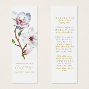 Eenvoudige Magnolia Rouwherdenkingsbladwijzer Mini Visitekaartjes