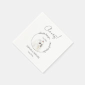 Eenvoudige Maltese Hond Bruiloft Cocktail Servet (Hoek)